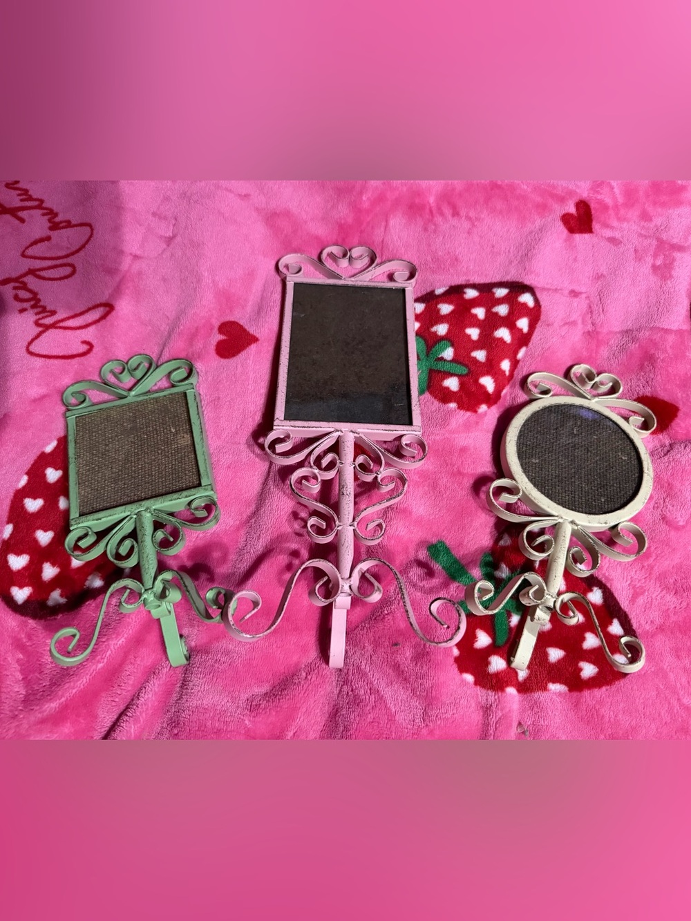 Pink & Mint Decorative Metal Mirrors - Set of 3